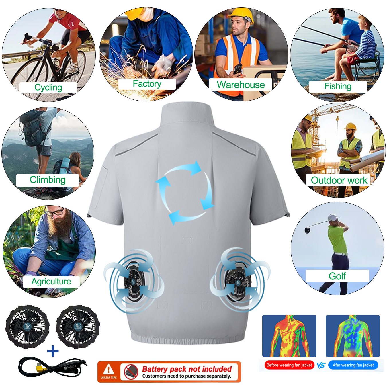 Outdoor Power Not Working - G-MACHT 2026 เสื้อกั๊กทำความเย็นแบบ USB รุ่นใหม่สำหรับผู้ชาย เสื้อผ้าปรับอากาศสำหรับทำงานกลางแจ้ง