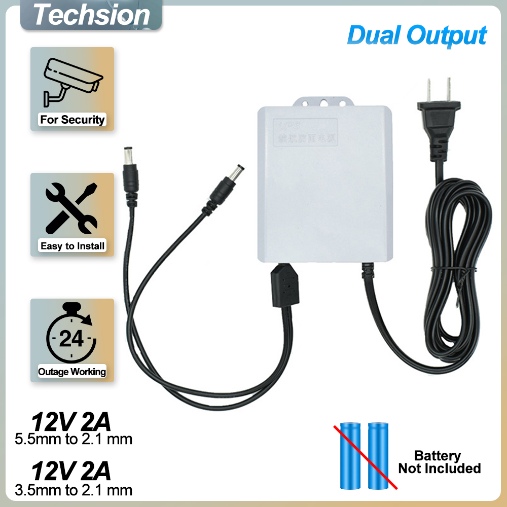 Ups Power Supply Outdoor - เอาต์พุตคู่ 12V 2A UPS การตรวจสอบไฟดับความอดทนแหล่งจ่ายไฟไม่มีแบตเตอรี่การตรวจสอบความปลอดภัยเราเตอร์ระบบทํางาน
