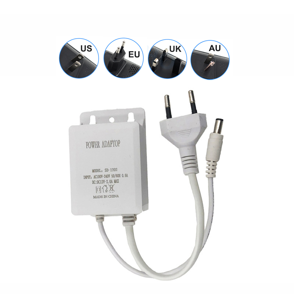 Outdoor Power Adapter - แหล่งจ่ายไฟกระแสสลับกลางแจ้ง100-240V อินพุตไฟฟ้ากระแสตรง12V เอาต์พุต2A แหล่งจ่ายไฟปลั๊กสหภาพยุโรป Charger adaptor