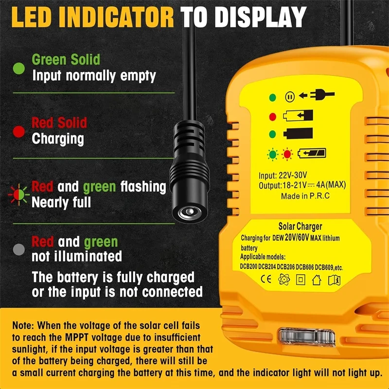 Outdoor Power Adapter - อะแดปเตอร์โซลาร์สำหรับเต้ารับ DC สำหรับแบตเตอรี่ Dewalt 18V 20V