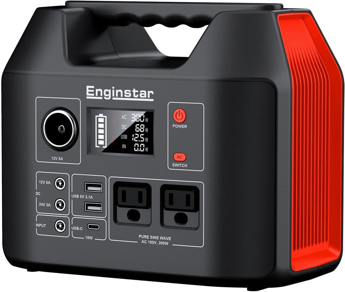 Outdoor Power Bank With Ac Outlet - สถานีพลังงานแบบพกพา 300W แบตเตอรี่ 296Wh พร้อมเต้าเสียบไฟฟ้ากระแสสลับ 110V