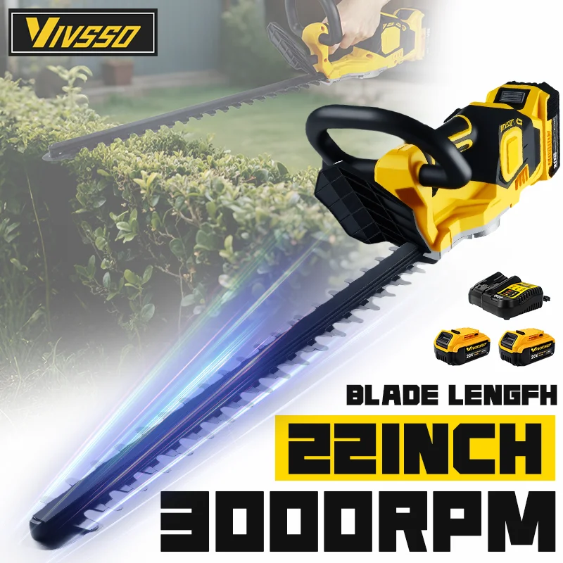 Hedge Trimmer Cordless - เครื่องตัดแต่งกิ่งไม้ไร้สาย VIVSSO เครื่องตัดหญ้าไฟฟ้า เครื่องตัดแต่งกิ่งไม้ในครัวเรือน เครื่องตัดหญ้ากำจัดวัชพืช เครื่องมือทำสวน