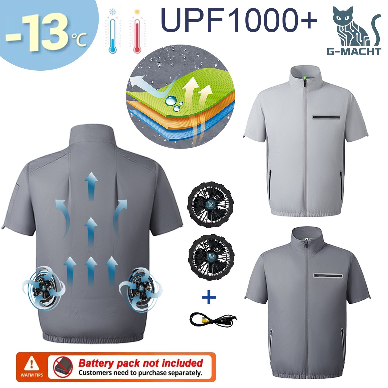 Outdoor Power Not Working - G-MACHT 2026 เสื้อกั๊กทำความเย็นแบบ USB รุ่นใหม่สำหรับผู้ชาย เสื้อผ้าปรับอากาศสำหรับทำงานกลางแจ้ง