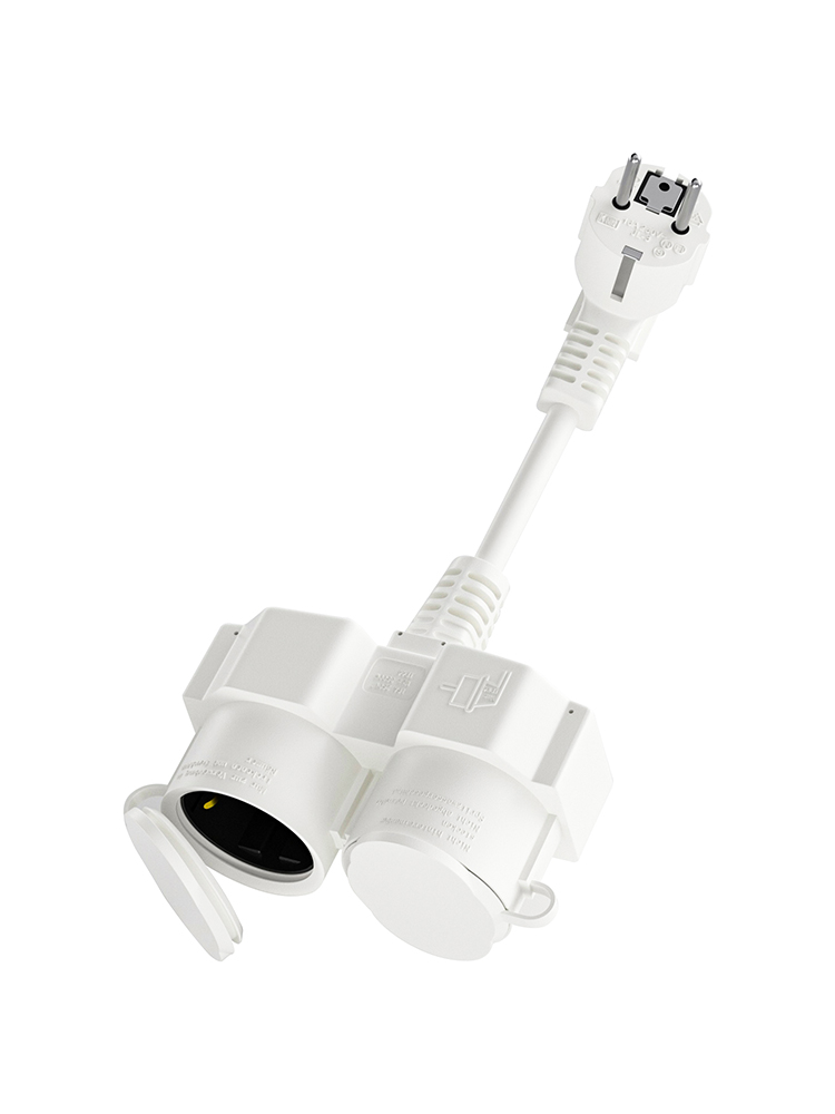 Outdoor Power Socket Cover - สายต่อพ่วง EU พร้อมเต้ารับ Schuko 2 ช่อง,