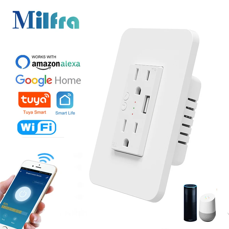 Outdoor Usb Power Strip - ปลั๊กเต้าเสียบสายไฟอัจฉริยะ milfra WIFI สองชั้นปลั๊ก US พร้อมพอร์ต
